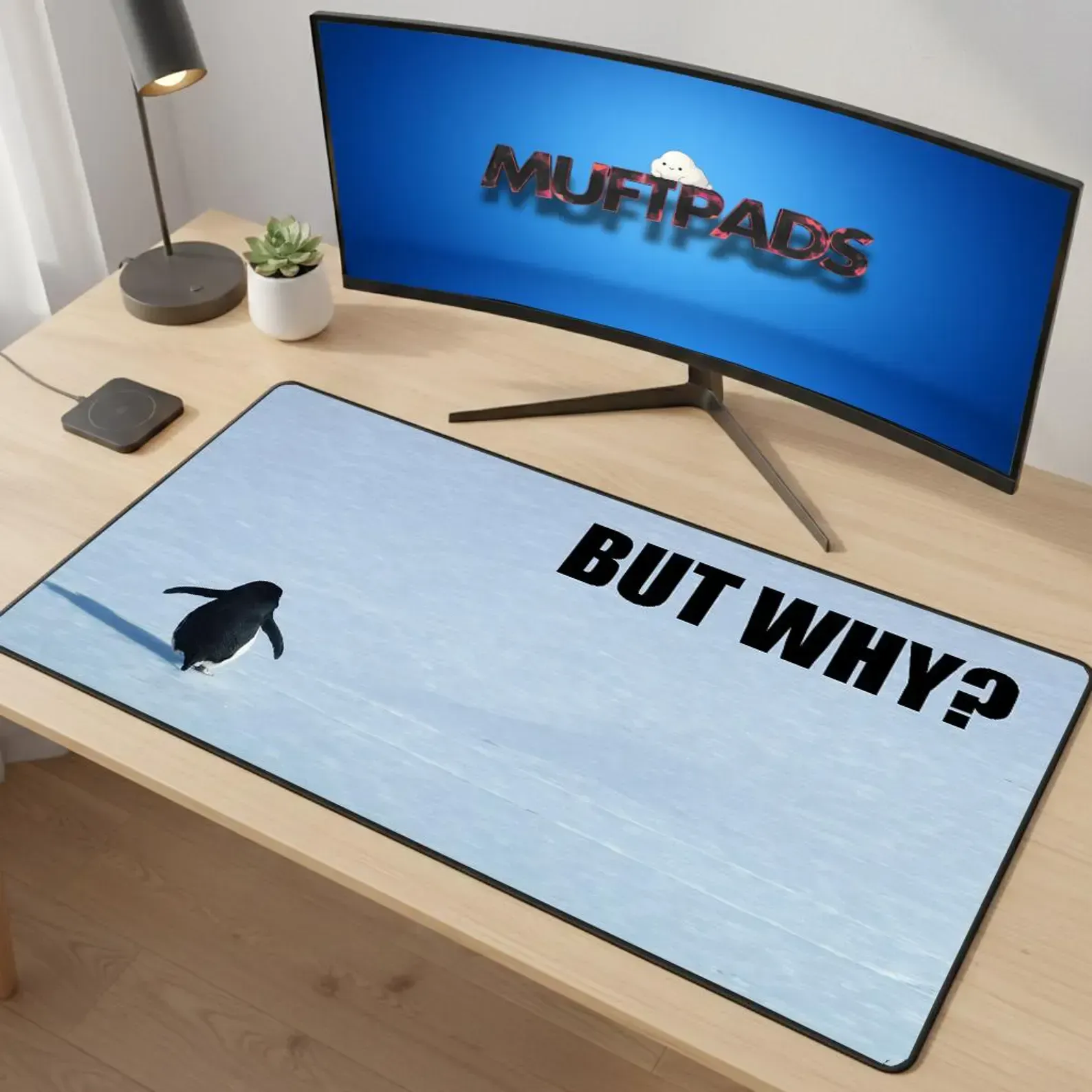 Nihilist Penguin Desk Mat / Mouse Pad Meme Pad