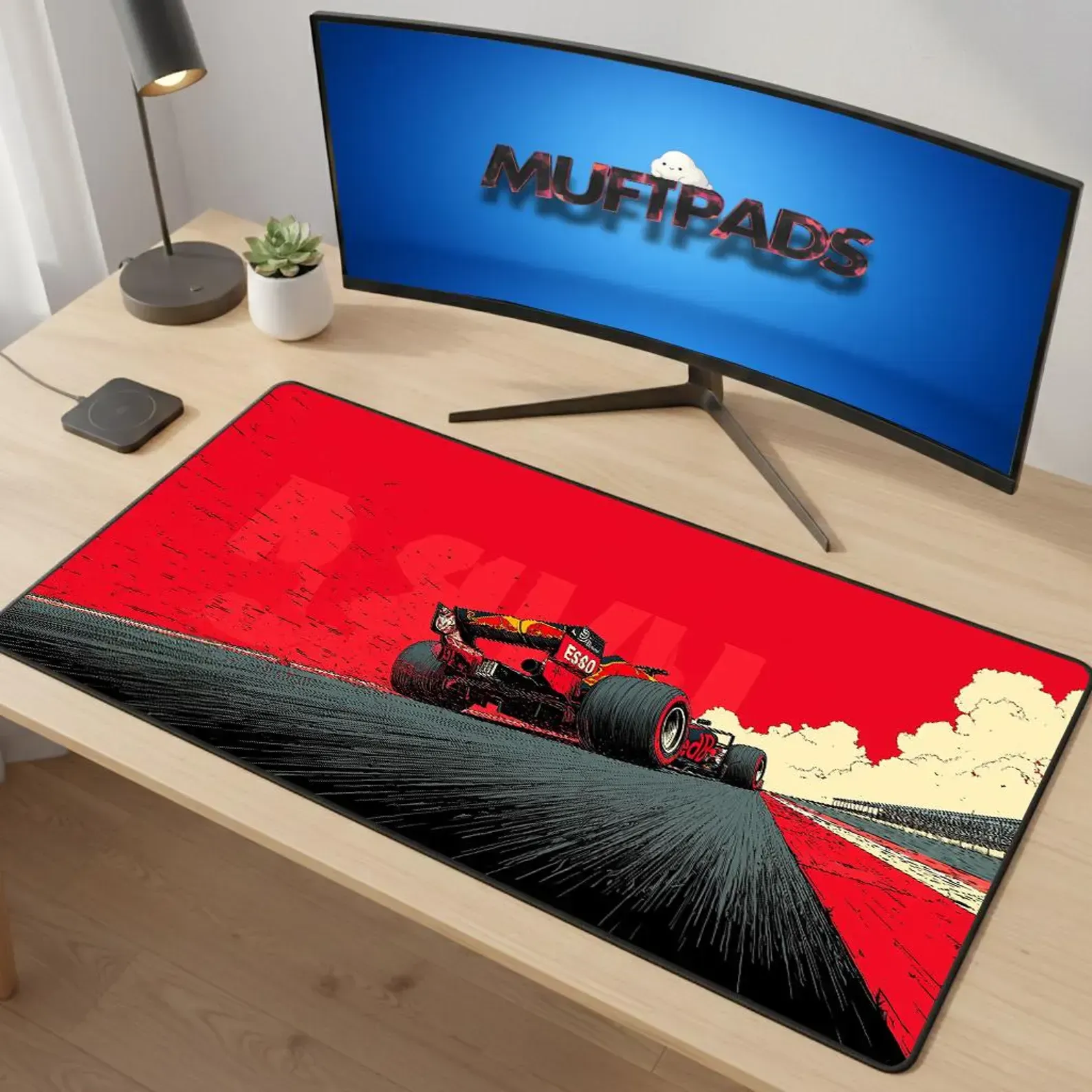 Red F1 Racing Desk Mat | Formula Car Mousepad, Motorsport Decor